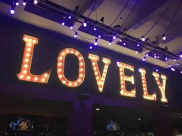 Theatre Lights Spelling 'lovely'