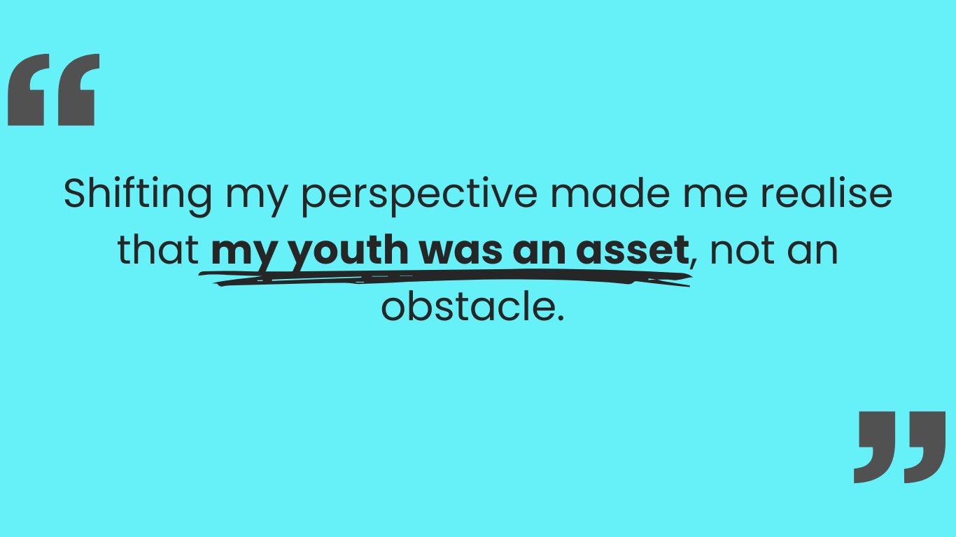 Large quote marks on both sides and text at the centre 