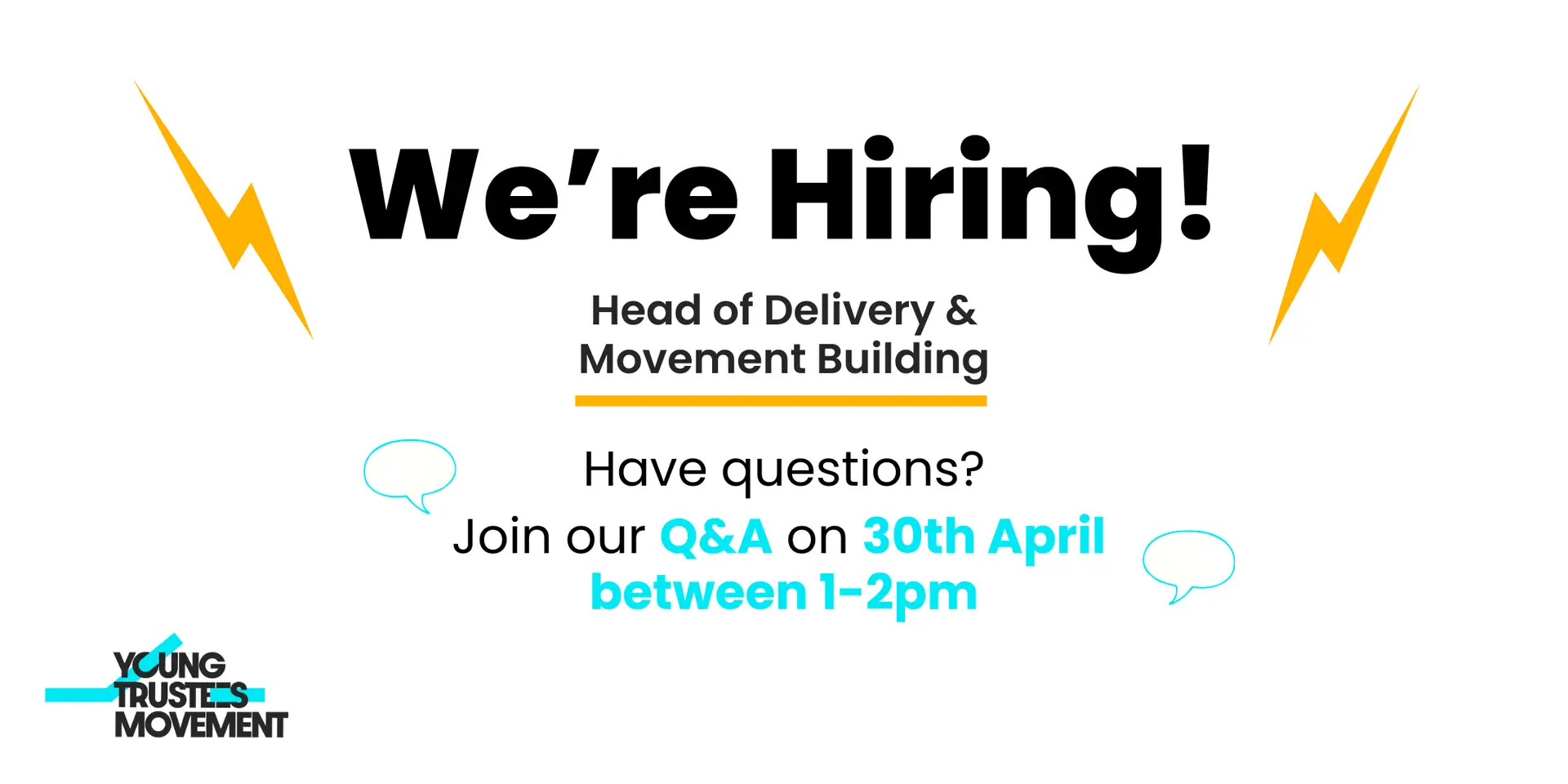 We're Hiring! Head of Delivery & Movement Building Have questions? Join our Q&A on 30th April between 1-2pm